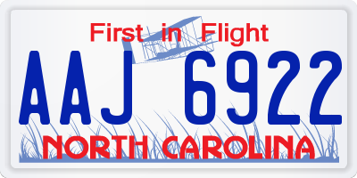 NC license plate AAJ6922