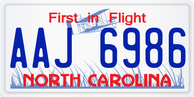 NC license plate AAJ6986