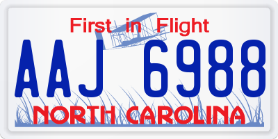 NC license plate AAJ6988