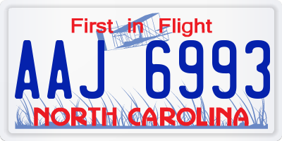 NC license plate AAJ6993