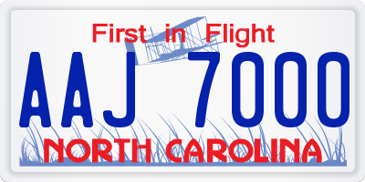 NC license plate AAJ7000