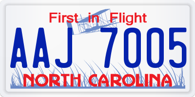 NC license plate AAJ7005