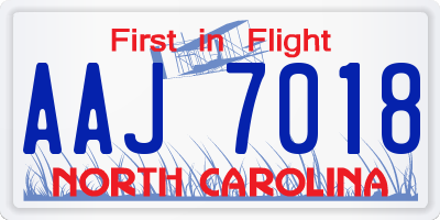 NC license plate AAJ7018