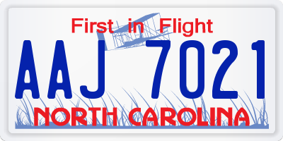 NC license plate AAJ7021