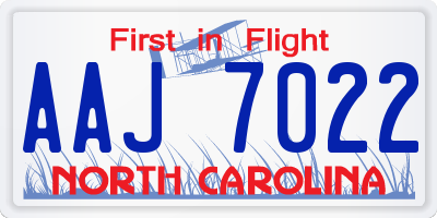 NC license plate AAJ7022