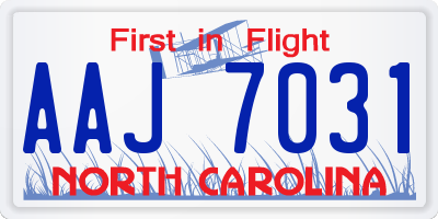 NC license plate AAJ7031