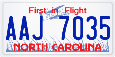 NC license plate AAJ7035