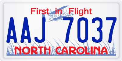 NC license plate AAJ7037