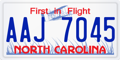 NC license plate AAJ7045