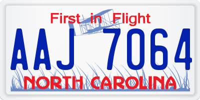 NC license plate AAJ7064
