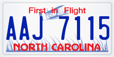 NC license plate AAJ7115