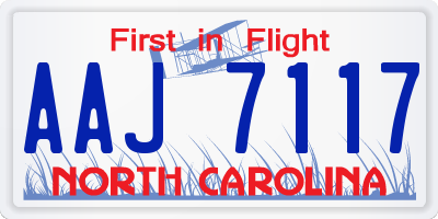 NC license plate AAJ7117