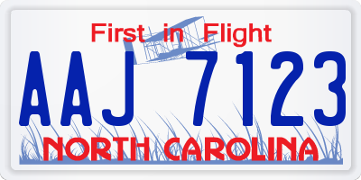 NC license plate AAJ7123
