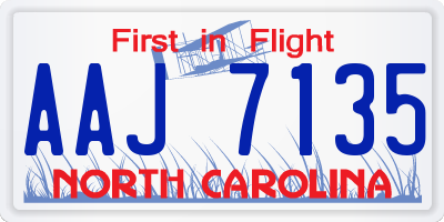 NC license plate AAJ7135