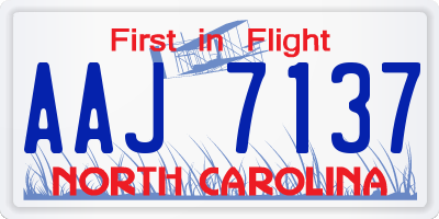 NC license plate AAJ7137