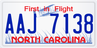 NC license plate AAJ7138