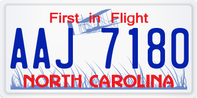 NC license plate AAJ7180