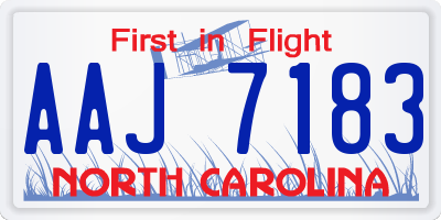 NC license plate AAJ7183