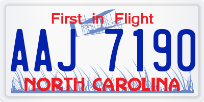 NC license plate AAJ7190
