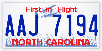 NC license plate AAJ7194