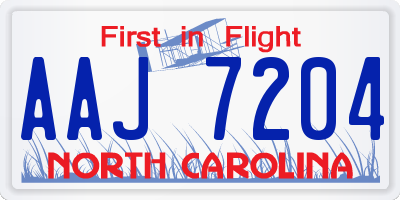 NC license plate AAJ7204
