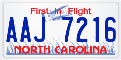 NC license plate AAJ7216