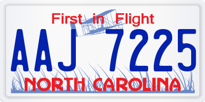 NC license plate AAJ7225