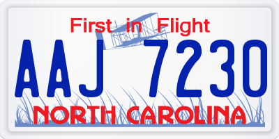NC license plate AAJ7230