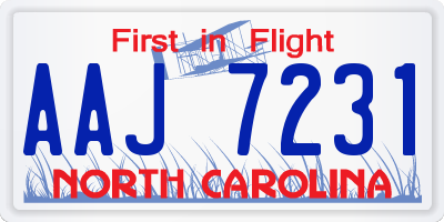 NC license plate AAJ7231