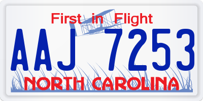 NC license plate AAJ7253