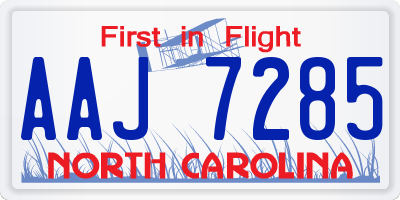 NC license plate AAJ7285