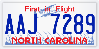 NC license plate AAJ7289