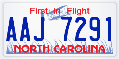 NC license plate AAJ7291