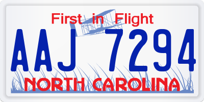 NC license plate AAJ7294
