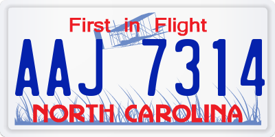 NC license plate AAJ7314