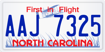 NC license plate AAJ7325