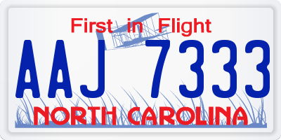 NC license plate AAJ7333
