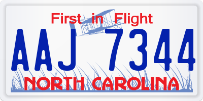 NC license plate AAJ7344