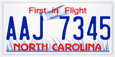 NC license plate AAJ7345