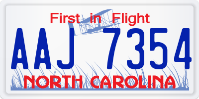 NC license plate AAJ7354
