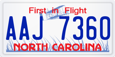 NC license plate AAJ7360