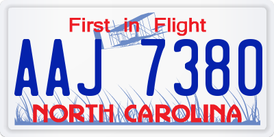NC license plate AAJ7380