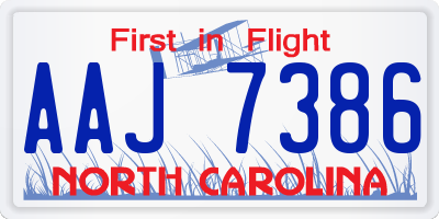 NC license plate AAJ7386