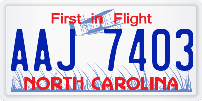 NC license plate AAJ7403