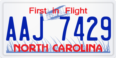 NC license plate AAJ7429