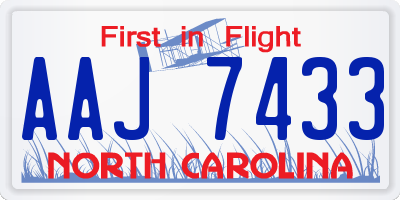 NC license plate AAJ7433