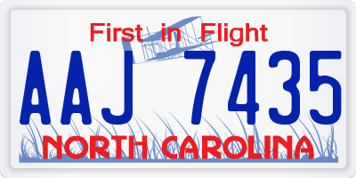 NC license plate AAJ7435