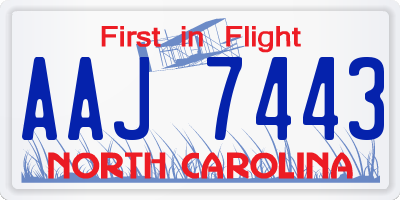 NC license plate AAJ7443
