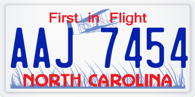 NC license plate AAJ7454