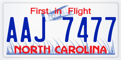 NC license plate AAJ7477